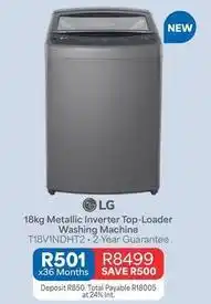 OK Furniture Lg - 18kg metallic inverter top-loader washing machine t18v1ndht2 offer