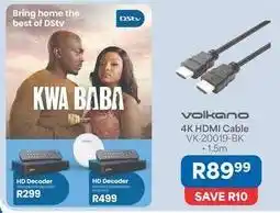 OK Furniture Volkano - 4k hdmi cable vk-20019-bk offer