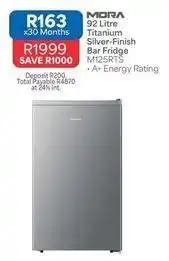 OK Furniture Total - 92 litre titanium silver-finish bar fridge m125rts offer