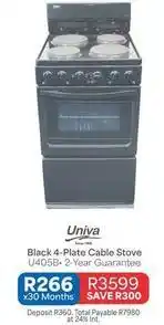 OK Furniture Univa - black 4-plate cable stove u405b offer