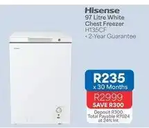 OK Furniture Hisense - 97 litre white chest freezer h135cf offer