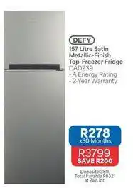 OK Furniture Defy - 157 litre satin metallic-finish top-freezer fridge dad239 offer