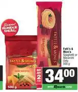 Spar Fatti's & Moni's Spaghetti Or Macaroni Only-For 2 x 500g offer