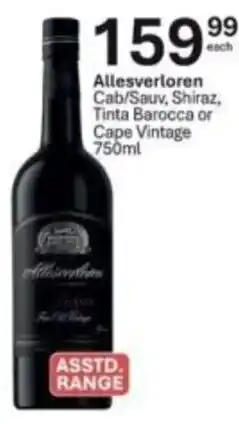 Liquor City Allesverlorene Cab/Sauv, Shiraz, Tinta Barocca or Cape Vintage offer