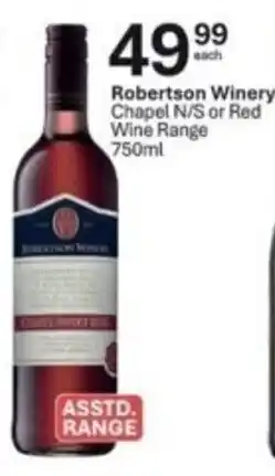 Liquor City Robertson Winery Chapel N/S or Red Wine Range offer