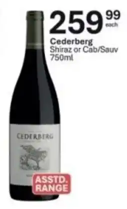 Liquor City Cederberg Shiraz or Cab/Sauv offer