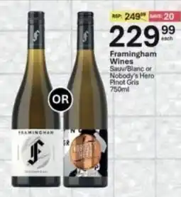 Liquor City Framingham Wines Sauv/Blanc or Nobody's Hero Pinot Gris offer