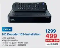 Incredible Connection DStv HD Decoder 10S-Installation offer
