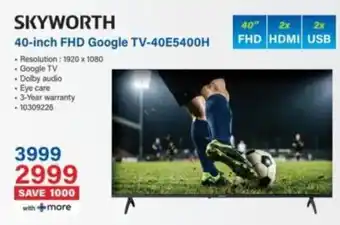 SKYWORTH 40-inch FHD Google TV-40E5400H