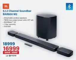 Incredible Connection JBL 5.1.2 Channel Soundbar BAR800 M2 offer