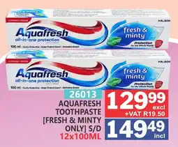 Arrow Cash And Carry AQUAFRESH TOOTHPASTE [FRESH & MINTY ONLY] S/D offer