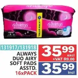 Arrow Cash And Carry ALWAYS DUO AIRY SOFT PADS offer