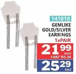 Arrow Cash And Carry Gemlike gold/ silver earrings offer