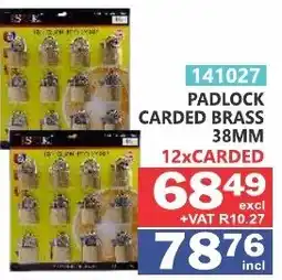 Arrow Cash And Carry PADLOCK CARDED BRASS offer