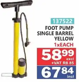 Arrow Cash And Carry Foot Pump Single Barrel Yellow offer
