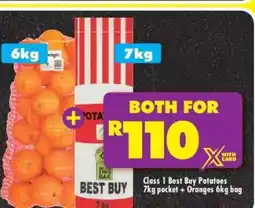 Shoprite Class 1 Best Buy Potatoes 7kg pocket + Oranges 6kg bag offer