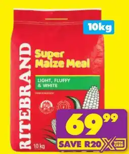 Shoprite Ritebrand Super Maize Meal 10kg offer