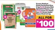 Game Econo Medium Grain Rice 2kg+ Red Speckled Beans 2Kg+ Iwisa/Super Sun/Nyala Maize Meal 2.5kg-For All offer