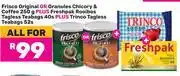 Frisco Original/Granules Chicory&Coffee 250g+Freshpak Rooibos Teabags 40s+Trinco Teabags 52s-For All