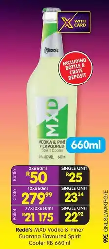 Shoprite Redd's MXD Vodka & Pine/ Guarana Flavoured Spirit Cooler offer