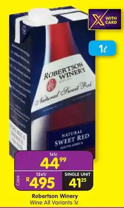 Shoprite Robertson Winery Wine All Variants offer