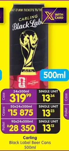 Shoprite Carling Black Label Beer Cans offer