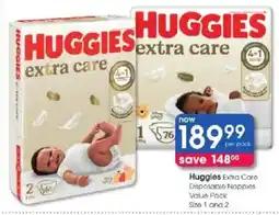 Clicks Huggies Extra Care Disposable Nappies offer