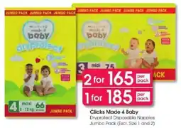 Clicks Clicks Made 4 Baby Dryprotect Disposable Nappies offer