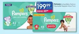 Clicks Pampers Active Baby Pants or Disposable Nappies Value Pack offer