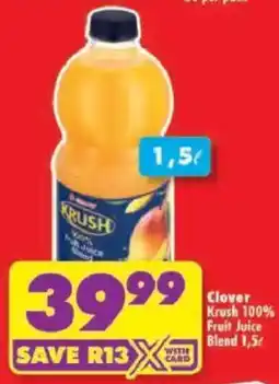 Shoprite Clover Krush 100% Fruit Juice Blend offer