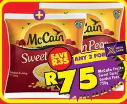 Shoprite McCain Frozen Sweet Corn/Garden Peas offer