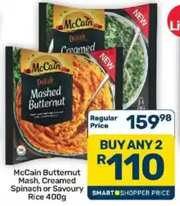 Pick n Pay McCain Butternut Mash, Creamed Spinach or Savoury Rice offer