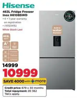 HiFi Corp Hisense 463L Fridge Freezer Inox H610BSWD offer