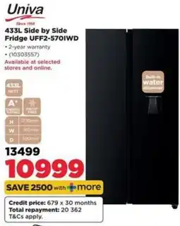 HiFi Corp Univa 433L Side by Side Fridge offer