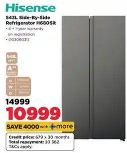 HiFi Corp Hisense 543L Side-By-Side Refrigerator H680Sit offer