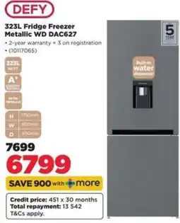 HiFi Corp DEFY 323L Fridge Freezer Metallic WD DAC627 offer