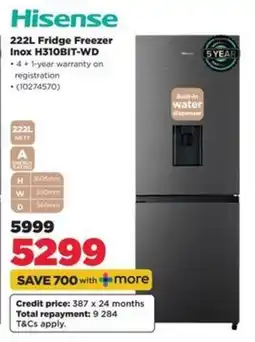 HiFi Corp Hisense 222L Fridge Freezer Inox H310BIT-WD offer