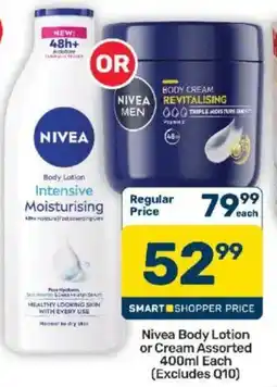 Pick n Pay Nivea Body Lotion or Cream Assorted offer