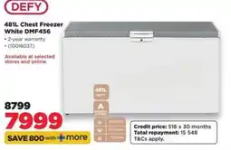 HiFi Corp DEFY 481L Chest Freezer White DMF456 offer