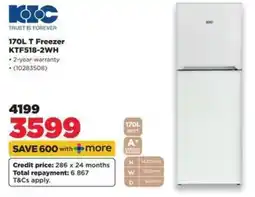 HiFi Corp 170L T Freezer KTF518-2WH offer