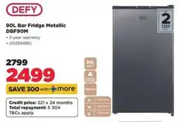 HiFi Corp DEFY 90L Bar Fridge Metallic offer