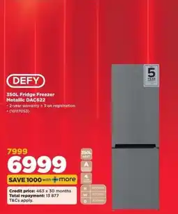 HiFi Corp DEFY 350L Fridge Freezer Metallic DAC622 offer