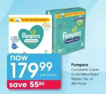 Clicks Pampers Complete Clean or Sensitive Baby Wipes offer