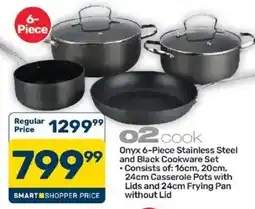 Pick n Pay o2cook Onyx 6-Piece Stainless Steel and Black Cookware Set offer