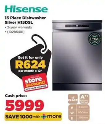 Hisense 15 Place Dishwasher Silver H15DSL