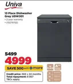 HiFi Corp Univa 13 Place Dishwasher Grey UDW301 offer