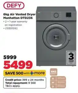 HiFi Corp DEFY 6kg Air Vented Dryer Manhattan DTD236 offer