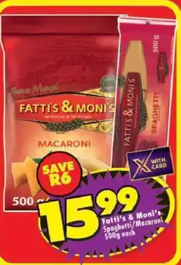 Shoprite Fatti's & Moni's Spaghetti/Macaroni offer