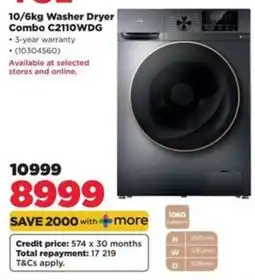 HiFi Corp 10/6kg Washer Dryer Combo C2110WDG offer