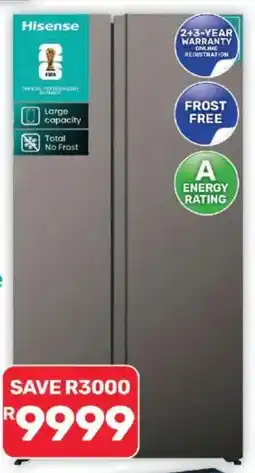 Pick n Pay Hisense Metallic Grey Inox Side-by-Side Fridge with Freezer offer